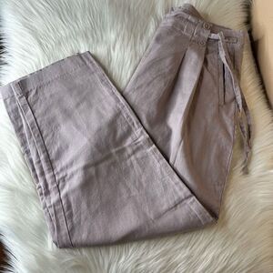 ASOS Linen Blend Side Tie High Waist Crop Pants Size 6